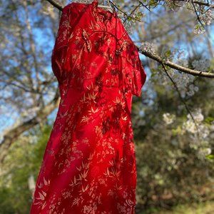 Red Asian satin dress